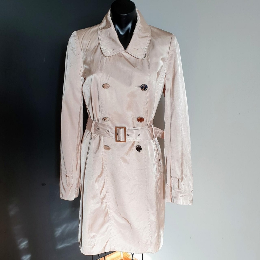 Women's size 12 'FOREVER NEW' Gorgeous champagne double breasted coat - EUC - Picture 1 of 4